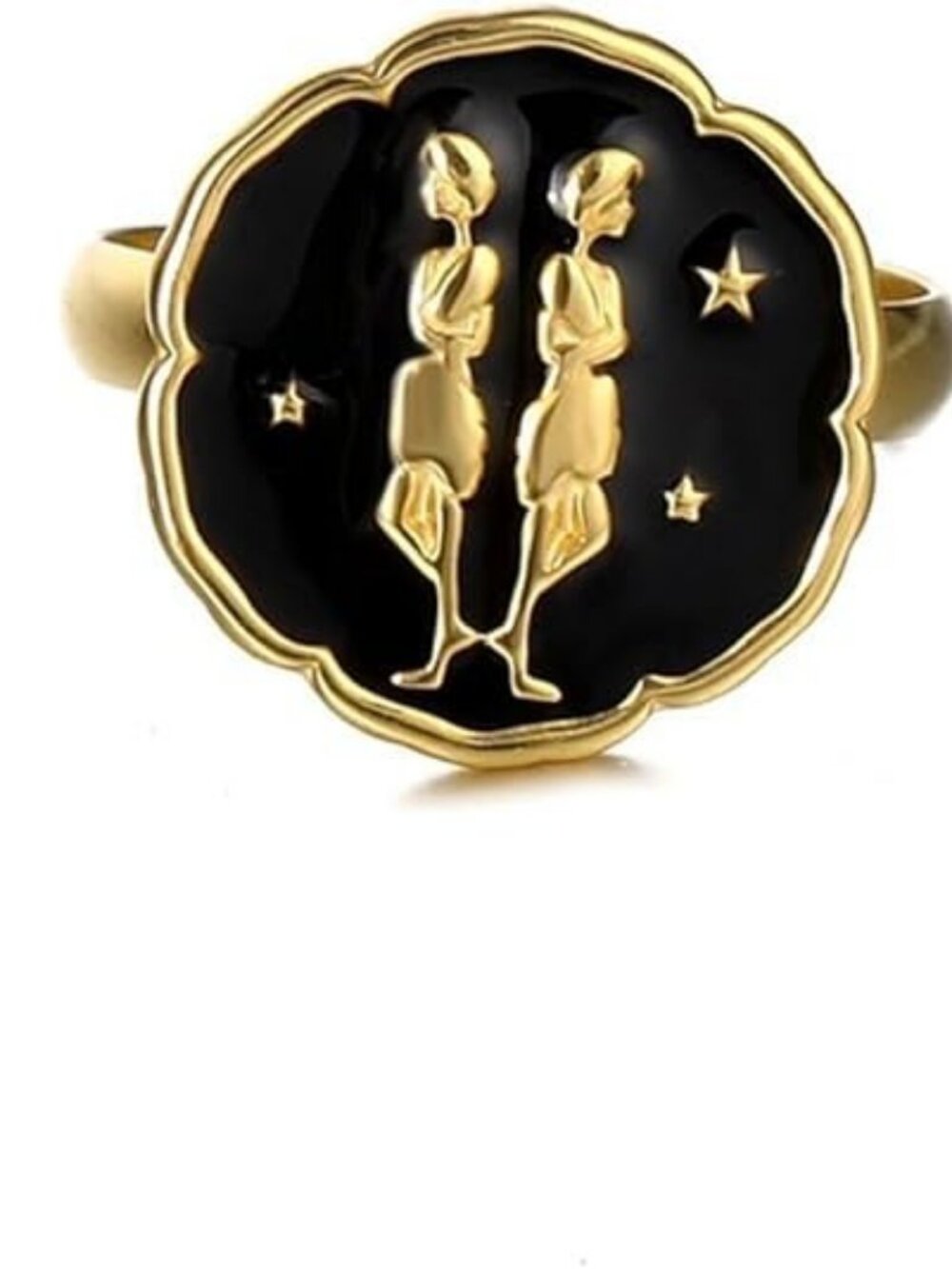 Gemini Astrology Constellation Open Ring Horoscope Zodiac Sign 18K Gold Plated